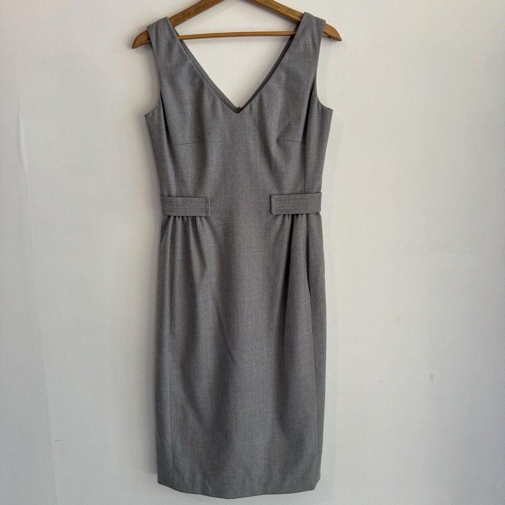 Piazza Sempione Dress US 6/ IT 42 Gray Sleeveless Gathered Career Italy Pockets